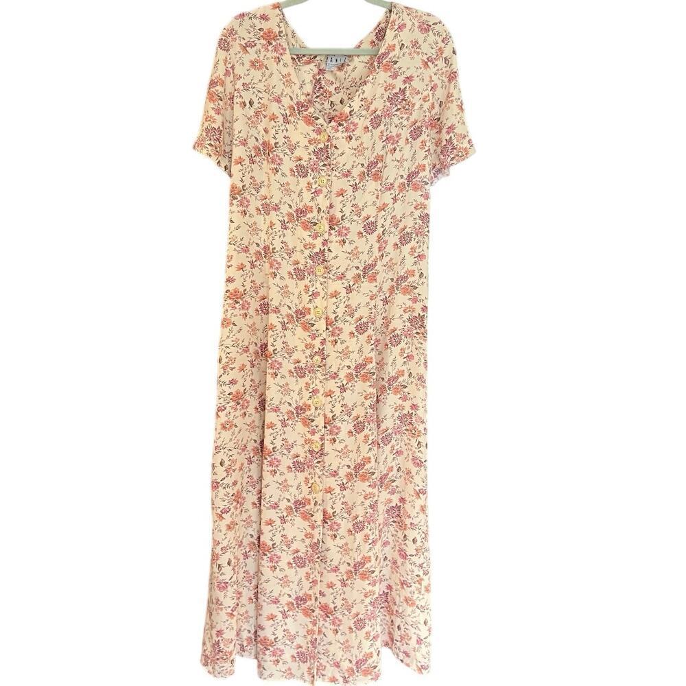 Vintage Paniz New York Floral Dress Size Large Granny Cottagecore Midi Prairie